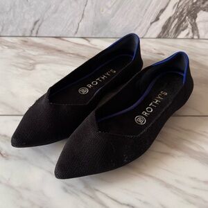 Rothy’s Black Pointed Toe Flats Size 8.5 Washable Knit
